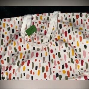 Kate Spade Colorful Canvas Tote with White Handles